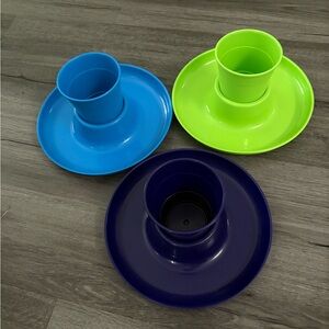 Set of Three Colorful Snack cups and Bowls
